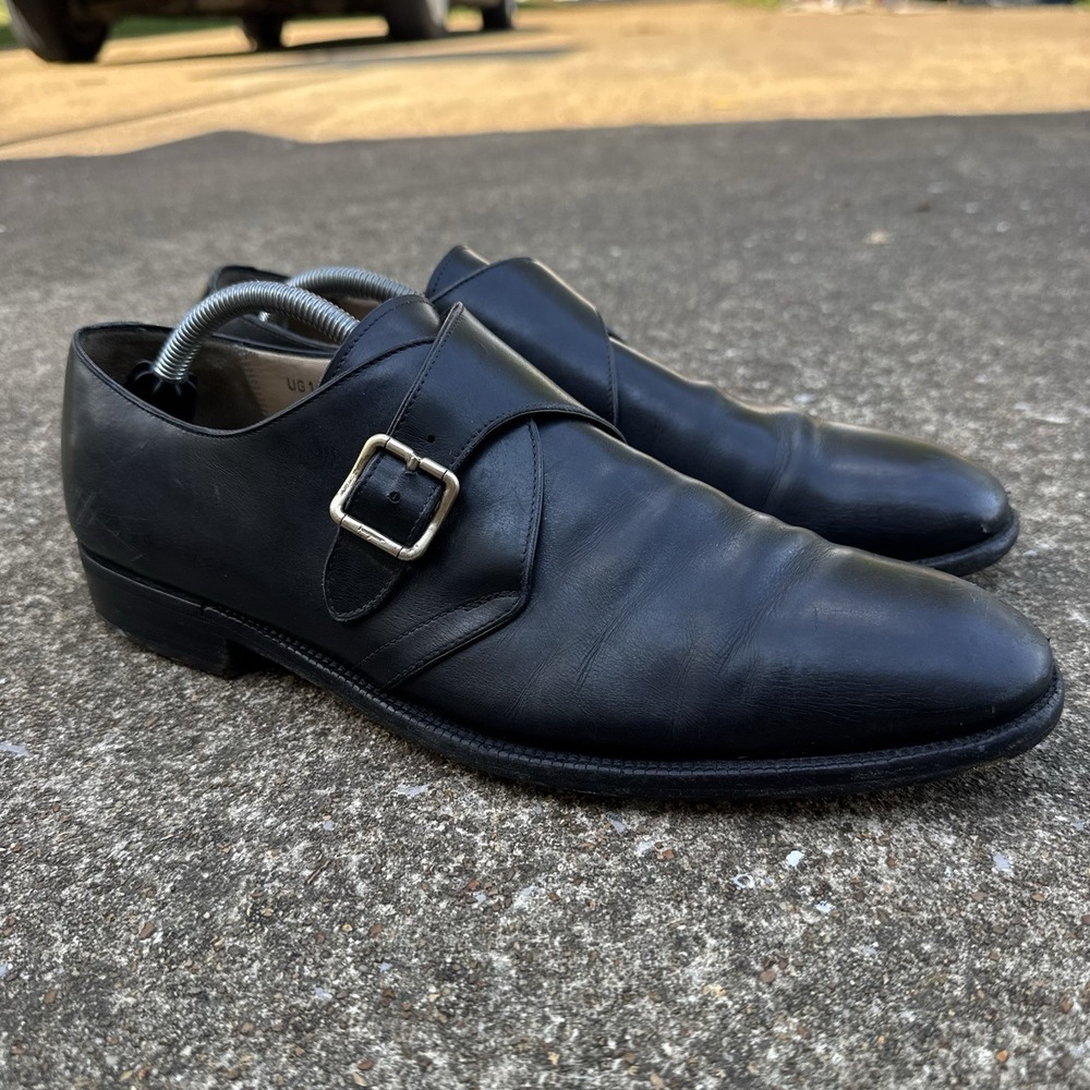 Ferragamo Lavorazione Italy Made mens shoes Monk Strips Black Size 11 B (Narrow)
